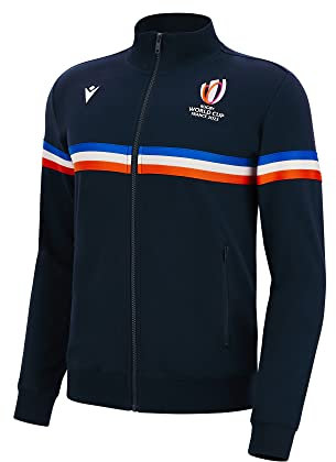 Macron Sweatshirt mit Kapuze für Kinder, Rugby, Frankreich, World Cup 2023, offizielles Lizenzprodukt, blau, 12 Jahre