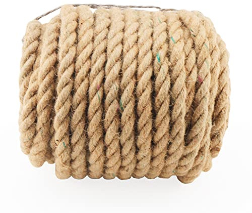 MUKCHAP Corda di iuta 30 m x 12 mm, corda di canapa ritorta da 98 piedi, corda di iuta naturale marrone per artigianato, giardinaggio, impacchettamento, fai da te