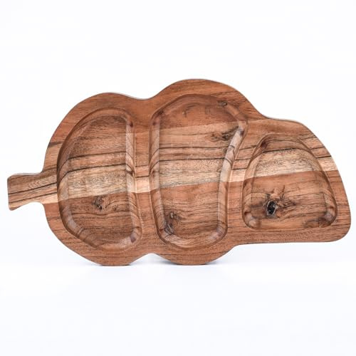Akazienholz Serviertablett Tablett Leaf handgefertigt 35 cm im Trend