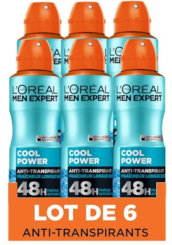 L'Oréal Men Expert Cool Power Déodorant Spray Frais - 150ml - Lot de 6