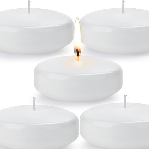 3-inch Floating Candle, Unscented and Non Dripping Wax 10 Hour Burning for Cylindrical vase, centralpiece Vacation, Wedding, Swimming Pool, Party Decoration (24PACK, White)