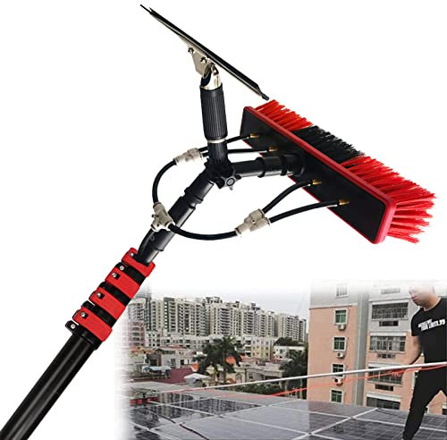 RayGenius Solarpanel-ReinigungsbüRste, Fensterreinigungswerkzeug FüR Glasfenster, Fliesen, Duschabtrennungen, 7,2 M/23,6 Ft (Mit Abstreifer),35cmbrushhead-12M/39FT