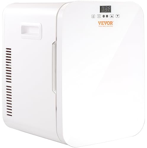 VEVOR Mini Kühlschrank 20 L / 22 Dosen, 2 in 1 Kleiner Kühlschrank Kühl- und Heizfunktion, Minibar Kühlschrank Getränkekühlschrank 9 V DC / 220 V AC Minikühlschrank für Büros und Schlafsäle, Weiß