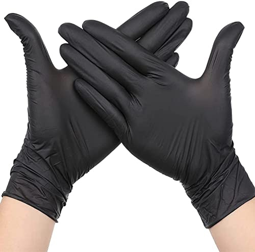 Black Nitrile Disposable Gloves Latex Free Powder Free, Heavy Duty Exam Gloves, Extra Strong Medical Surgical Cleaning Food Prep Gloves, Multi-Purpose Disposable Nitrile Gloves (Small, 100, count)