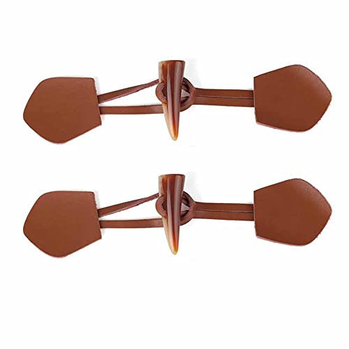 KeuLen Broschenknöpfe, Hemdenknöpfe, 2 Stück, Verschluss-Knebelknöpfe, Hörner, Lederschnalle, Zubehör for Mantel, Jacke, Reisetasche, Nähen, Zuhause, DIY, Basteln, Schwarz (Color : Brown)