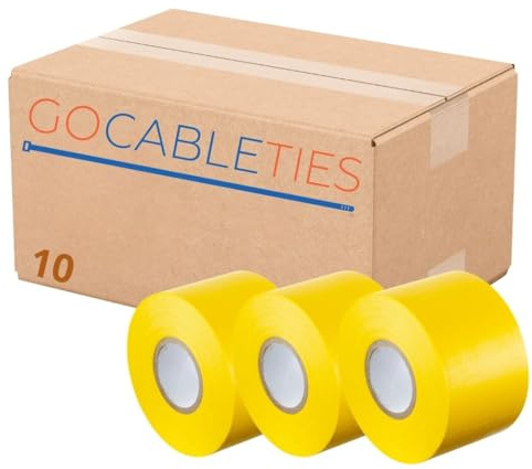 GOCABLETIES Isolierband Gelb 50 mm x 33 m 10 Rollen | Strapazierfähig, selbstklebend, PVC, zum Schutz und Reparieren von Kabeln