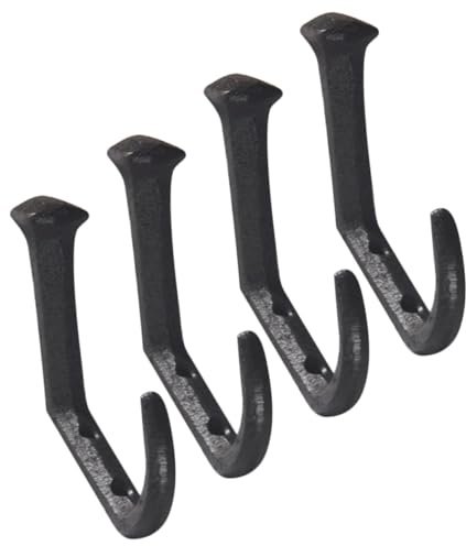 Zerodeko 4 Ganchos De Hierro Fundido Para Abrigos Clásicos Rústicos Gancho De Pared Montado Para Puerta Hogar Jardín Pasillo