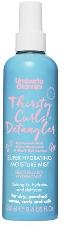 Umberto Giannini Thirsty Curls Detangler Super Hydrating Moisture Mist 250ml - Vegan Leave In Conditioner Spray For Dry, Knotty Hair
