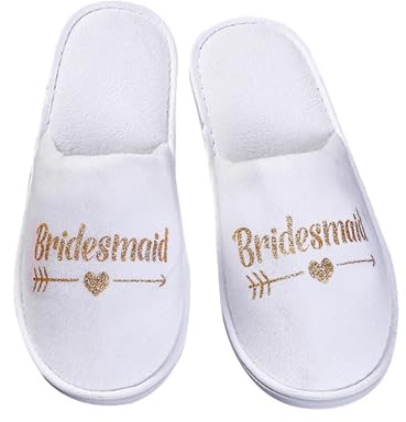 Cosysparks brudtärna tofflor, vit bröllopstoffel halkfri bröllop fest toffel med 6 mm sulor möhippa för möhippa UK: 5,5-8 (brudtärna tofflor, avslappnad, vit), Vitt, 41 EU