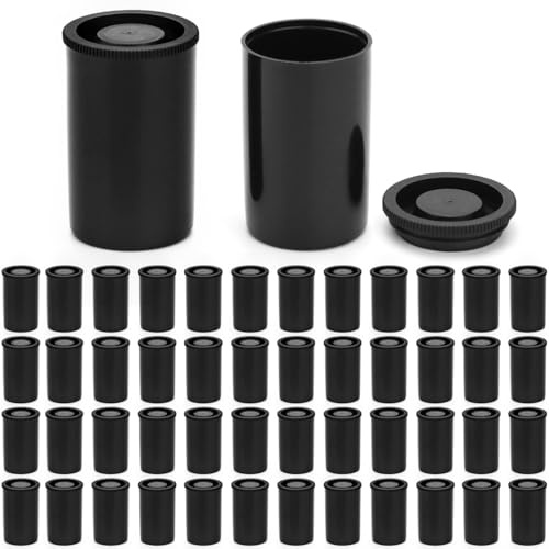 QWORK® Lot de 50 boîtes de Film en Plastique, Boite pellicule Photo avec couvercles, pour activités scientifiques, boîtes de Film, Noir