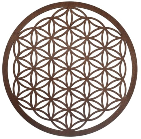 Laserfactory Austria Blume des Lebens Wandbild aus Holz – 44 bis 88 cm – Heilige Geometrie Dekoration – Natur Holz – Mandala Wanddeko – Spirituelle Deko mit Farbwahl