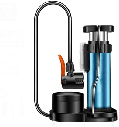 Stand Fußpumpen Luftballonpumpe Luftpumpe Luftmatratze Pumpe Ballonpumpe Klein Handpumpe Manuell Camping Fußpumpe Fahrrad Mit Timer Passt Ball Auto 120PSI Tragbar Anti-Rutsch (Blue,17cm)
