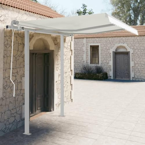 Rantry Set mit Stangen für Sonnensegel, weiß, 300 x 245 cm, Eisen, Outdoor-Zelt für Privatsphäre, Markise für Garten, Balkon, Sonnensegel für Außenbereich, Seitenmarkise für Außenterrasse, Modell