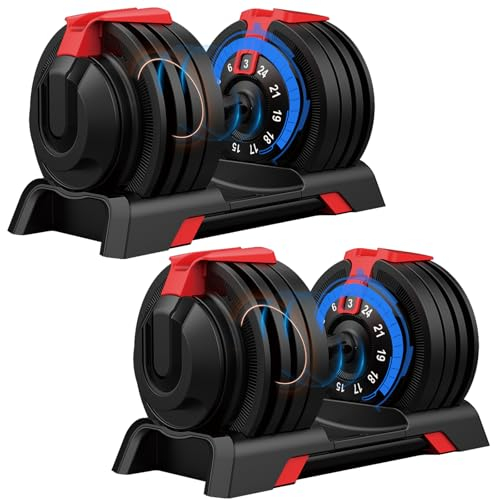 DH FitLife 24kg Manubri Regolabili da 3 a 24 kg con 12 Livelli di Peso, Set di Manubri con Piastre di Peso, Manubri Corti Regolabili, Pesi Variabili 12 in 1 (1)