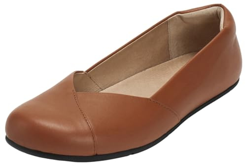 Xero Shoes Women's Phoenix Leather Barefoot Ballet Flat, Smooth Brown Leather, 8.5