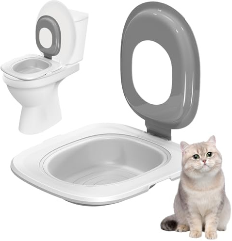 Allenamento per il bagno per gatti Sedile per WC per gatti - WC per gatti con vasino - Allenatore per WC antiscivolo per animali domestici, treno riutilizzabile per vasino per gattit