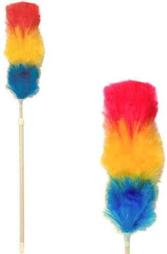 Feather Duster With Extra Long Reach Pole Handle Extendable Electrostatic Duster 1.2 m Ideal For Cleaning High Ceiling Fans, Blinds, Cobwebs, Shelves - Concept4u