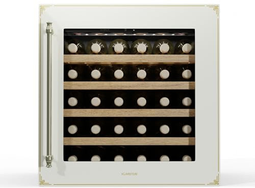 Klarstein Vinsider Victoria 28 Vinoteca - 28 Botellas, 1 Zona, 5-20°C, Control Táctil, Iluminación LED, Protección UV, Silenciosa, Integrada, Crema