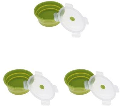 Timcryxient Juego de 3 cuencos plegables de silicona para camping, 900 ml, color verde