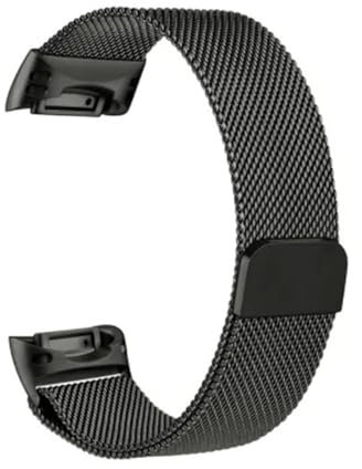 JUNCHENGBAO Metallband Kompatibel Mit Charge 5 Uhr Band Magnetisches Armband Ersatz Zubehör(Black)