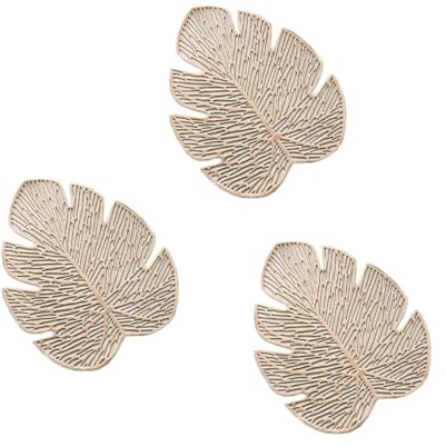 Anevous 6er Monstera Blatt Untersetzer, Getränkeuntersetzer Tischuntersetzer, Tischschutz Tassenuntersetzer für Getränke, Tassen, Weihnachten, Bankett, Geburtstag, Hochzeit,Gold
