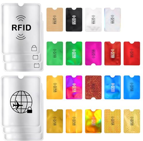 oruola 25 Stück Schutzhülle EC Karte Datenklau,Safecard,NFC Schutzhülle EC Karte,19 STK RFID Blocker Kartenhülle & 6 STK Aluminiumfolie Sichere Passhüllen NFC Blocker für Kreditkarte Bankkarte