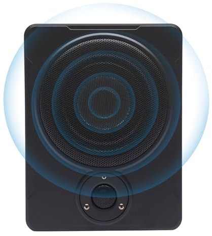 Subwoofer empotrable, subwoofer compacto para coche, caja de bajo activo para coche, con juego de cables y soportes de montaje, para la instalación en diferentes modelos de vehículos como coches,