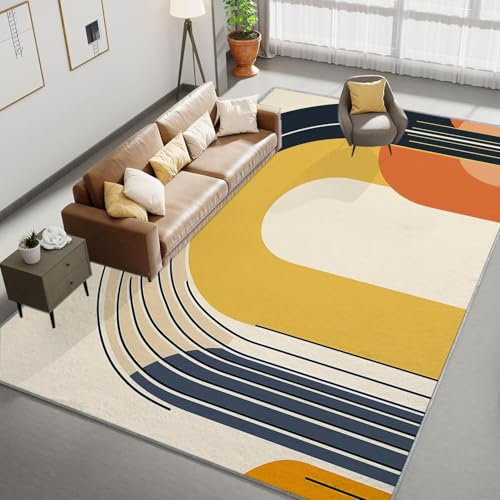 Tappeto 160 x 230cm Geometria Linee Tappeto Salotto - Tappeto Lavabile per Soggiorno Tappeto a Pelo Corto Tappeto per Camera Tappeto Antiscivolo Tappeto per Sala da Pranzo Tappeto