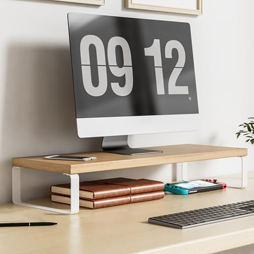 Onxyrbyte Rehausseur Ecran,Rehausseur Ecran Pc Bureau,RéHausseur D'éCran en Bois,RéHausseur D'éCran pour Pc,Support De Moniteur D'Ordinateur Ergonomique,pour Ordinateur Portable,Imprimantes