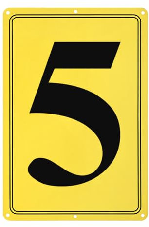 M METERXITY Aluminum Number Sign 5, 11.8 Inch House Numbers and Metal Letters, Parking Spot Letter Signs, Metal Letter Wall Decor for Garden/Door/Mailbox [Yellow Text On Black]