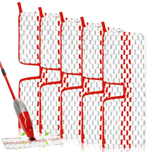 5 Stück für Vileda 1-2 Spraymax Sprühwischer Ersatzbezug Set, Waschbarer Wischbezug Mop für Wischmopp mit Sprühfunktion, Wiederverwendbar Microfaser Reinigung Pads für alle Bodenarten Geeignet