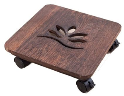 WUTIANBAO Pflanzenroller Rollbrett Hölzerner Pflanzenwagen Mit Drehbaren Rollen, Beweglicher Blumentopfständer for Drinnen Und Draußen Pflanzenroller für Pflanzen(Square,26cm)