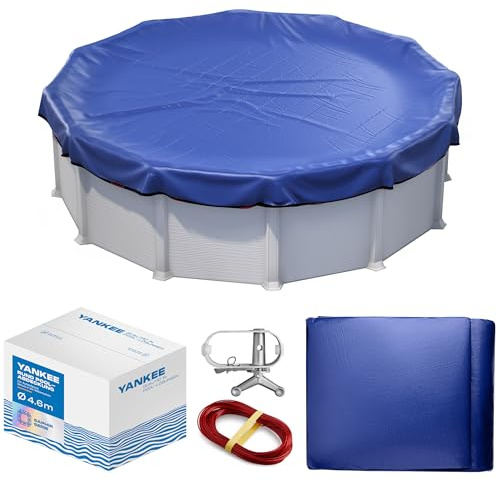 Yankee Cubierta Piscina Redonda para 420–460 cm | Diámetro Lona Ø 520 cm | Azul | Lona Protectora Invierno y Verano | Cubierta PE 200 g/m² Reforzada | Resistente a UV y Roturas