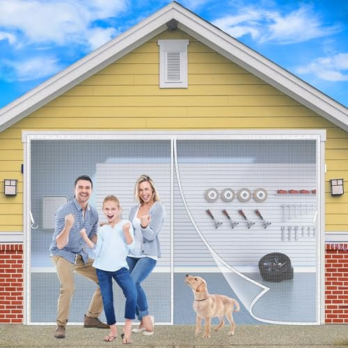Magnetic Fly Screen Door, 160x215cm Chain, Full Size, Heavy Duty Curtain, Pet Friendly, for House, French Doors JPP1k White