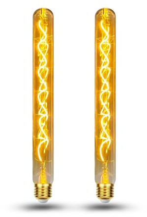 HUSTUNG E27 LED Vintage Dimmbar, Edison Vintage Glühbirne E27 LED Warmweiss 4W T30 30CM Länge, Edison Birne Retro Lampe Ideal für Nostalgie und Retro Beleuchtung - Bernstein Glas - 2 Stück