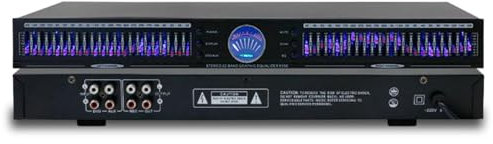 Audio Stereo Graphic Equalizer,Dual Channel 1u Rack Mount,With 10 Preset Effects,Automatic Noise Reduction,Digital Equalizer For Recording Studio