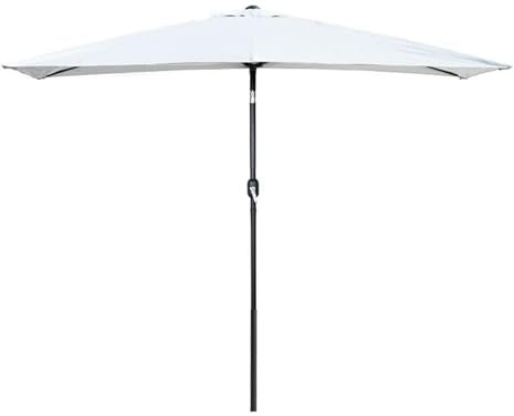 NOIRDA Ombrellone da Parete 250x130 Cm, Ombrellone Mezzo Rettangolare, Ombrellone Parasole da Esterno con Manovella, per Balcone, Giardino, Terrazza(White)