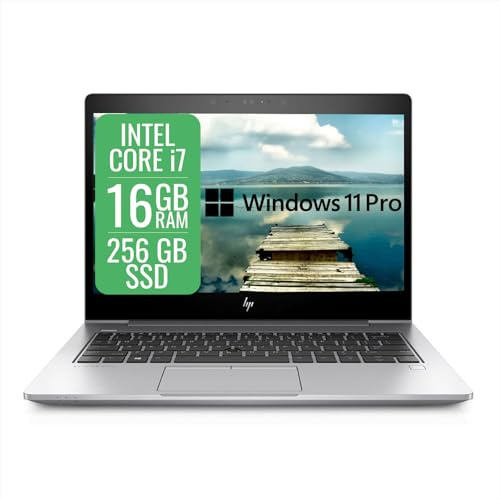 HP EliteBook Pc Portatile Notebook Business Intel i7 8th, Ram 16Gb, SSD 256Gb, Display da 13.3, WiFi, BT, Cam, Windows 11 Pro + Libre Office (Ricondizionato)