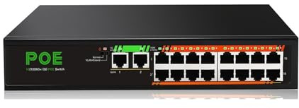 Switch di Rete, Switch POE 6/10/18 Porte Switch Intellinte Ethernet Di Rete Gigabit 100/1000 Mbps 52V For Router WiFi/telecamera IP/AP Wireless,Affidabile(TXE046)