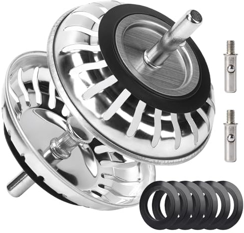 Kitchen Sink Plug Strainer, Stainless Steel Sink Plug Replacement for Approx. 83mm Old Plug Size, Actual Top Diameter Approx. 83mm, Food Hair Catcher Drain Stopper, Pop Up Sink Drainer Plug, 2 Pack