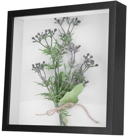 3D Bilderrahmen zum Befüllen 20 x 20 cm, 3 cm Tiefe, Schwarz | MDF-Rahmen, zum Hängen oder Stellen, für Fotos, Souvenirs und Trockenblumen