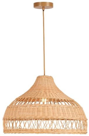 Sulion - Lámpara de Techo BOHO Fibras Naturales | Luz E27 Regulable | Diseño Bohemio y Acogedor | Ratán Artesanal | Iluminación Decorativa para Salón y Dormitorio