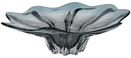 GVNFJKJK Ceramic fruit bowl, Transparent Glass Fruit Bowl Lotus Leaf Shape Basket Decorative Kitchen Table Dish Vegetable Bread for Home Office Party(Blu)