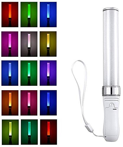 Aumotop Bâtons Lumineux pour Fêtes et Célébrations, Bâton Lumineux à Tube LED avec 15 Couleurs Commutables, en Matériau ABS Blanc
