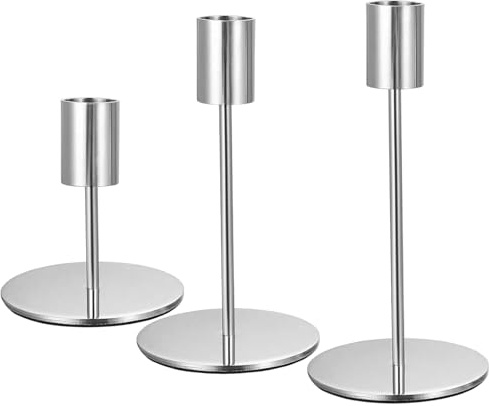 Vintage Stabkerzenhalter Silber – elegant für Hochzeit, Dinner & Tischdeko (Metall)