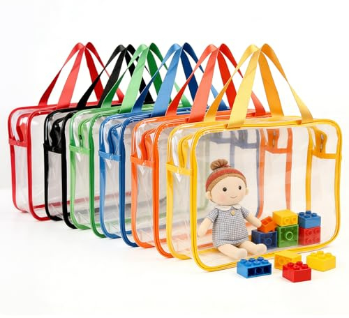 Plstod Leksaksförvaringsväska, färgstark transparent leksaksorganisationsväska, vattentät PVC-väska, transparent väska för leksaksbilar, block och pussel, 6