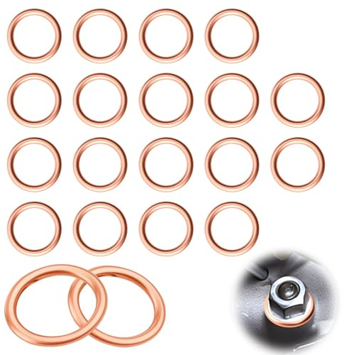 20 Pezzi Rondella in Rame M16 x 22 x 2 mm per Auto, Barche, Generatore | Compatibile con Peugeot, Renault, Opel, MINI, Dacia OEM 7703062062 11137546275 7703062023