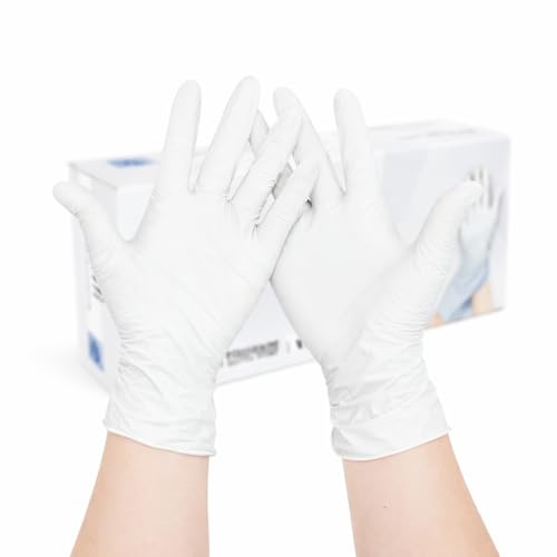 buxmed 100 Stück Nitrilhandschuhe S Einweg Weiß, Einweghandschuhe, Handschuhe, Einmalhandschuhe Nitril, Untersuchungshandschuhe, Latexfreie Gloves, Küchen Zubehör, Tattoo & Friseur Zubehör
