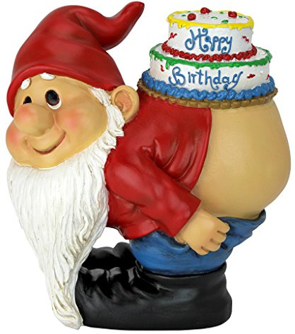 Design Toscano Loonie Moonie Happy Birthday Gartenzwerg Statue