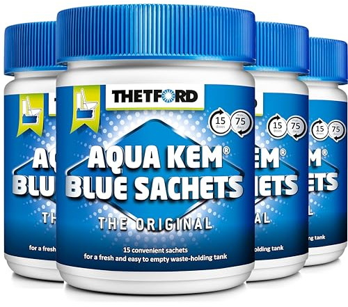 Thetford 4 x Sanitära tillsatser campingtoaletter Aqua KEM blå påsar